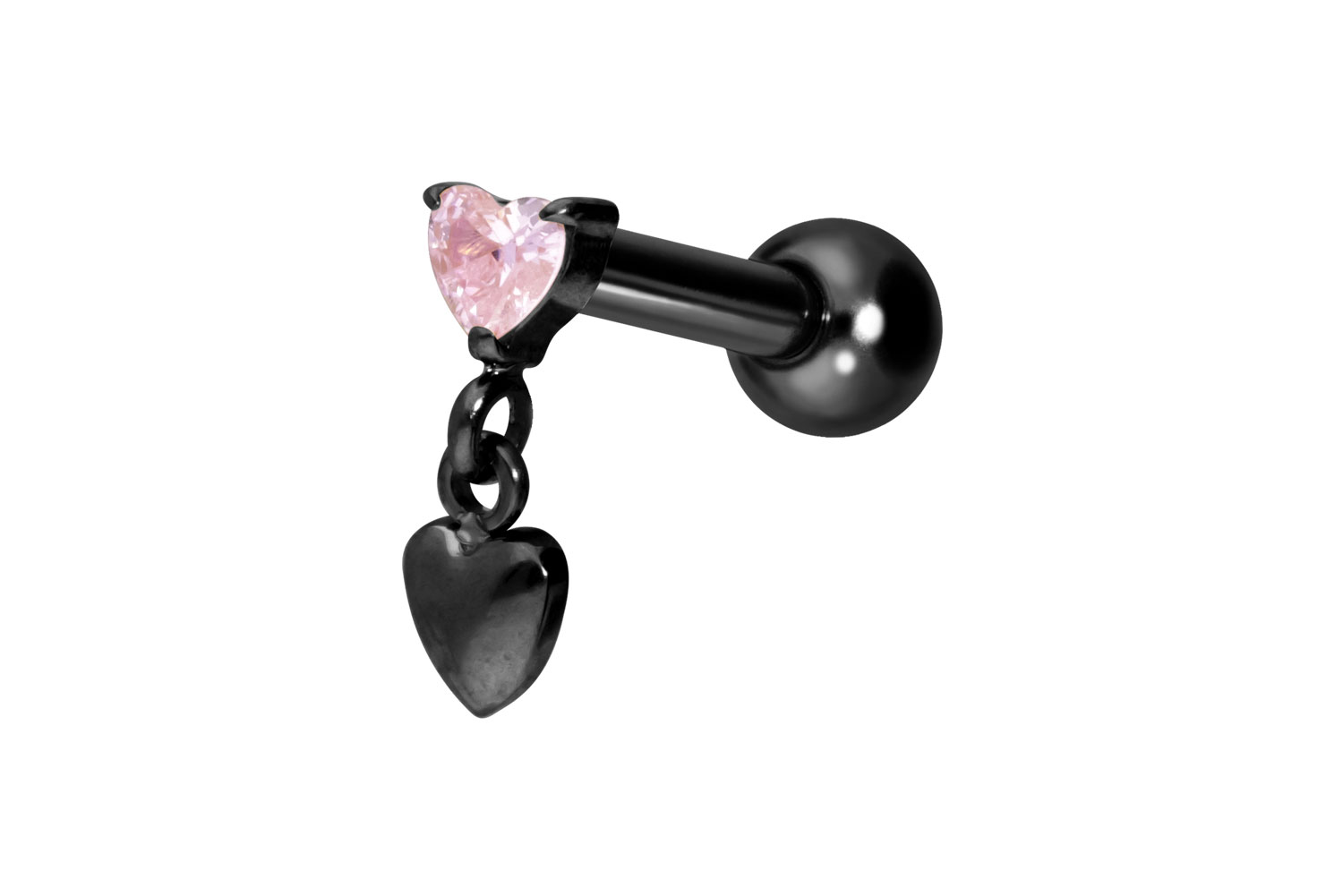 Titan Ohrpiercing mit Innengewinde 2 HERZEN